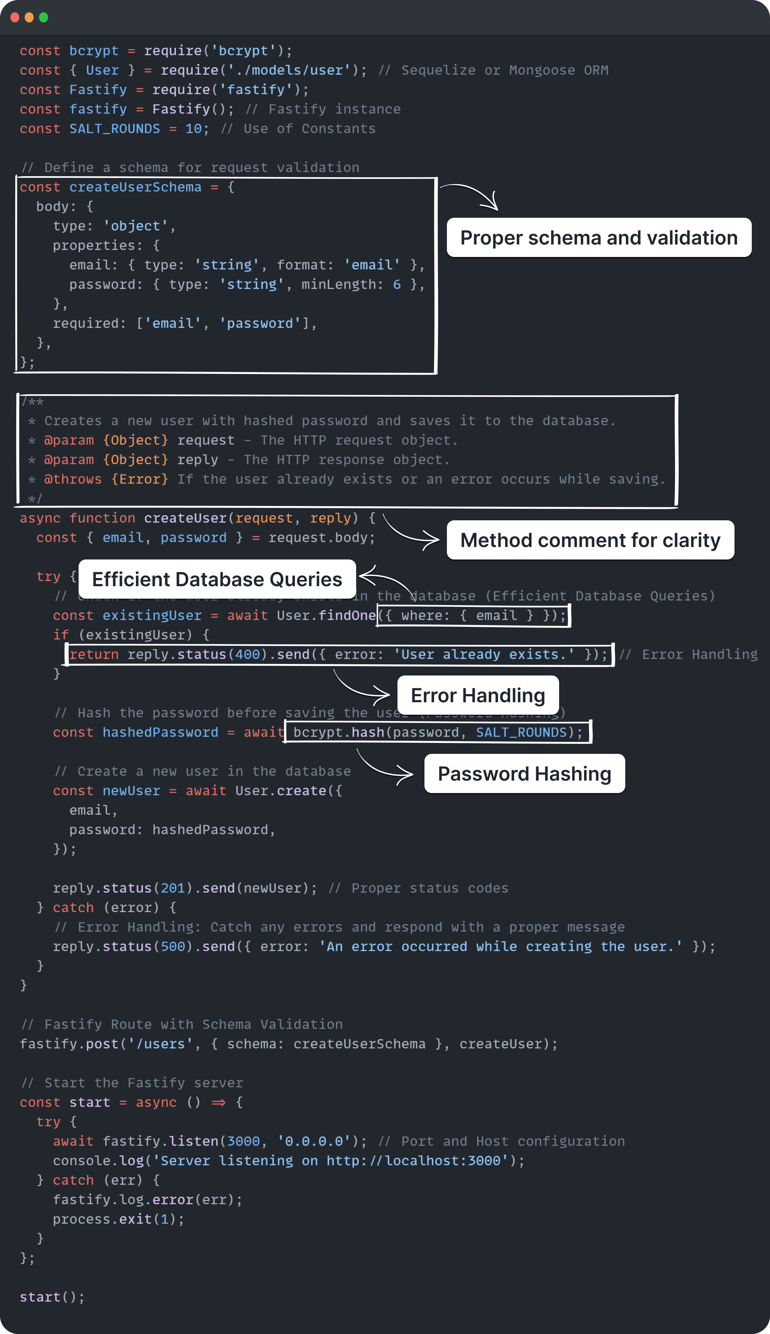 OneClick Fastify Code Snippet