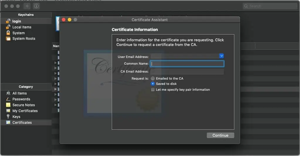 create certificate signing offer create certificate signing request