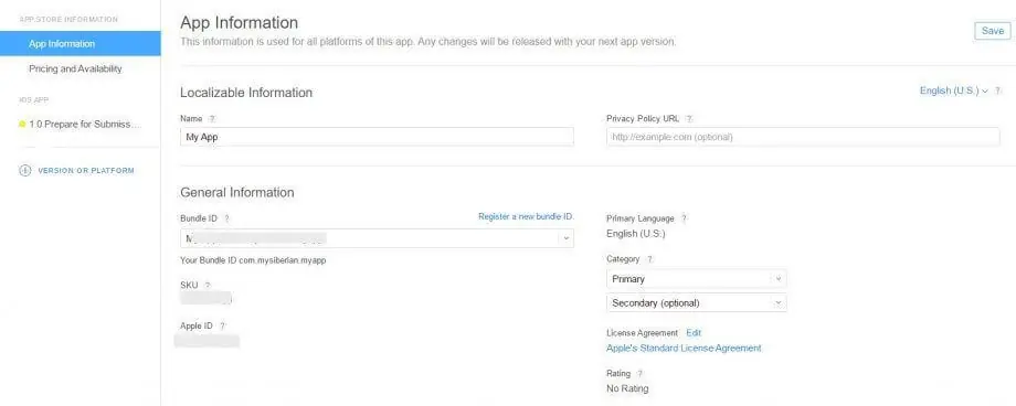 fill in version information fill in version information