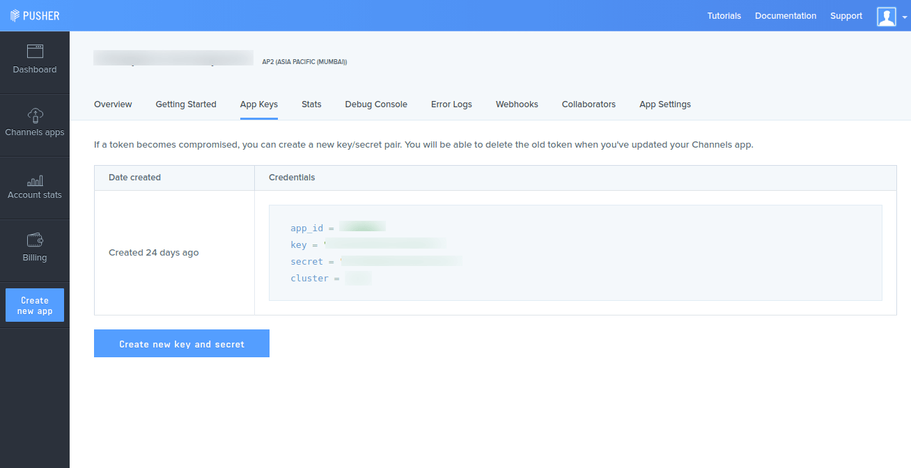 Pusher login page Pusher login page
